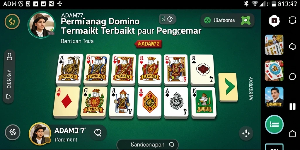 Tampilan gameplay seru dari ADAM77 saat bermain domino.