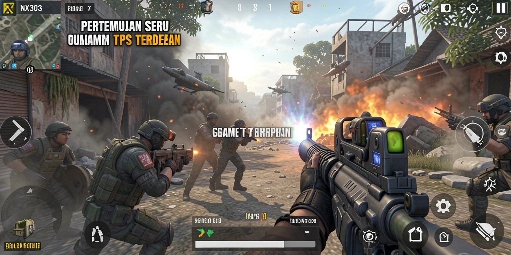 Tangkapan layar gameplay NX303 yang menampilkan pertempuran TPS yang mendebarkan.