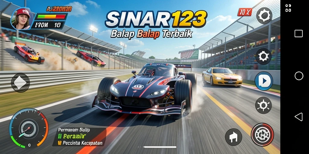 Tampilan gameplay SINAR123 yang penuh aksi di lintasan balap.
