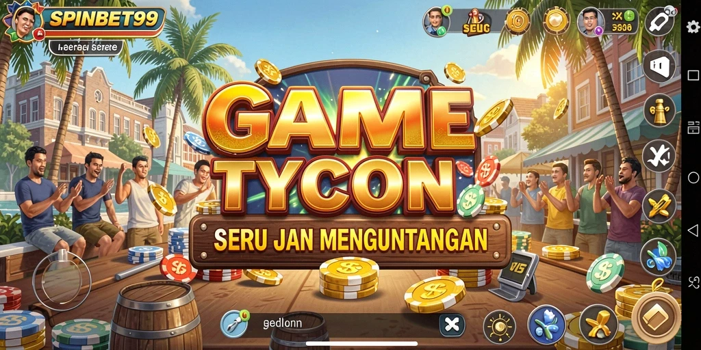 Tampilan gameplay SPINBET99 dengan berbagai fitur Tycoon.