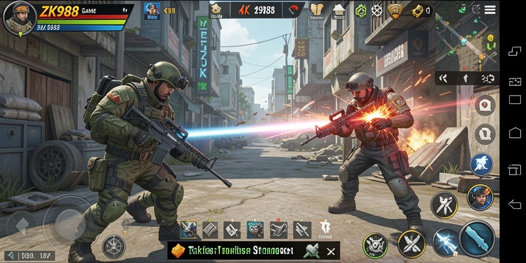 Tangkapan layar ZK988 menunjukkan aksi menarik dalam gameplay TPS.